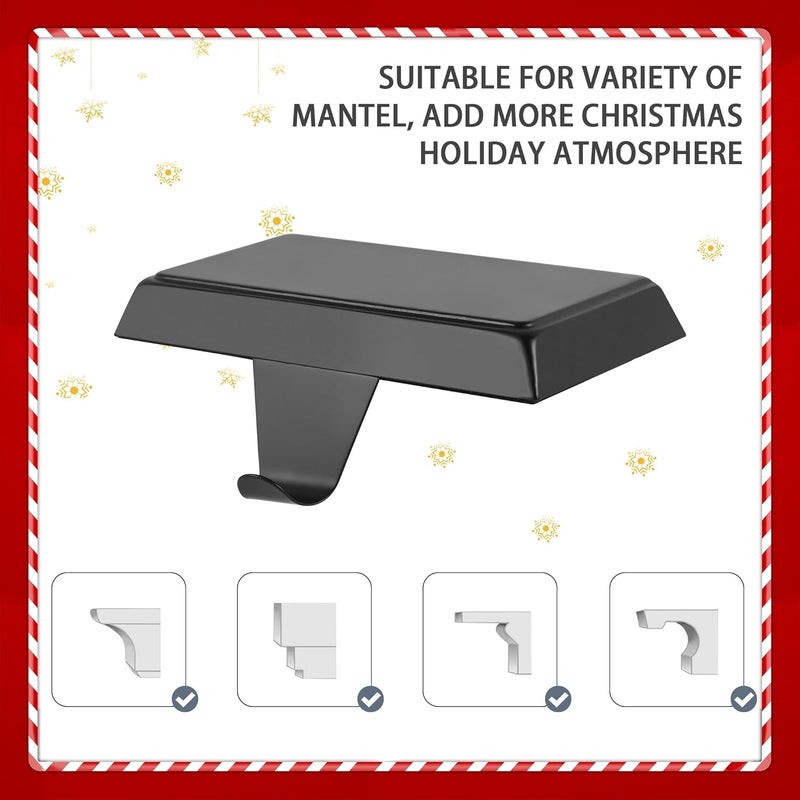 Doitory Christmas Stocking Holder Hanger for Mantle,4 Pack for Xmas Decorations Lightweight and Adjustable for Fireplace Home Decoration - Image 5